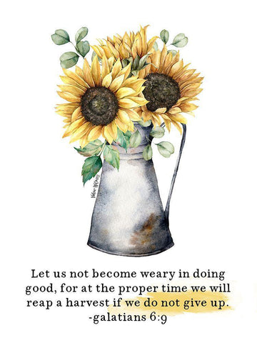 Sunflower Dont Give Up White Modern Wood Framed Art Print with Double Matting by Wieners, Valerie