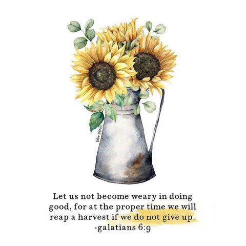 Sunflower Dont Give Up White Modern Wood Framed Art Print by Wieners, Valerie