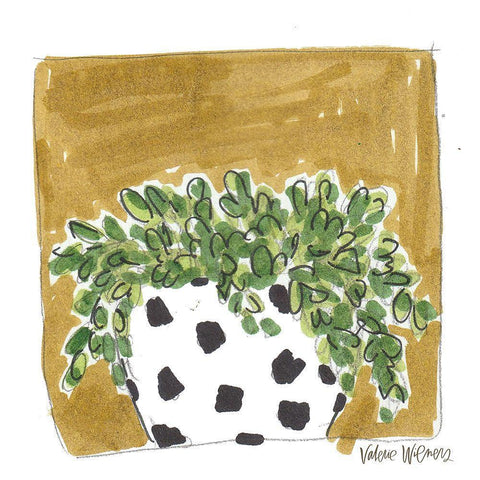 Polka Dot Succulent Black Modern Wood Framed Art Print with Double Matting by Wieners, Valerie