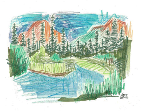 Mountain Landscape White Modern Wood Framed Art Print with Double Matting by Wieners, Valerie