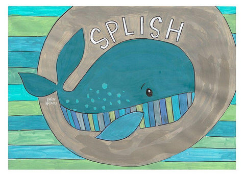 Splish White Modern Wood Framed Art Print with Double Matting by Wieners, Valerie