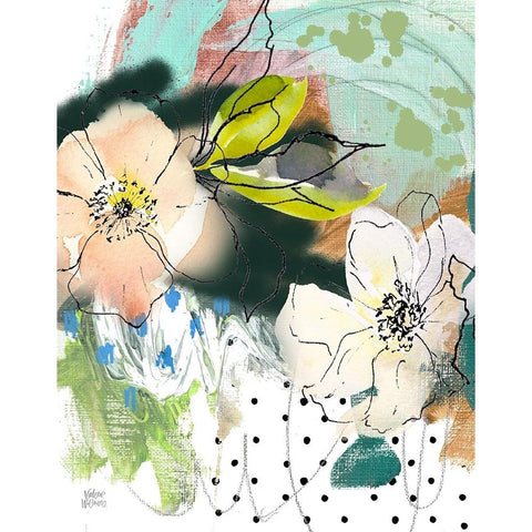 Abstract Floral Black Modern Wood Framed Art Print with Double Matting by Wieners, Valerie