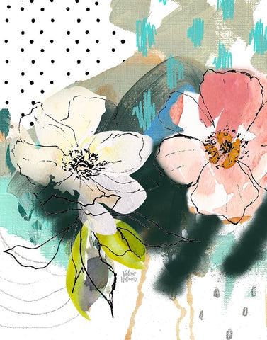 Abstract Floral II White Modern Wood Framed Art Print with Double Matting by Wieners, Valerie