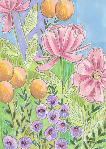 Peony Set II Black Ornate Wood Framed Art Print with Double Matting by Wieners, Valerie