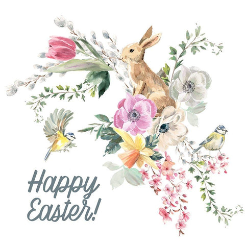 Happy Easter Gold Ornate Wood Framed Art Print with Double Matting by Wieners, Valerie