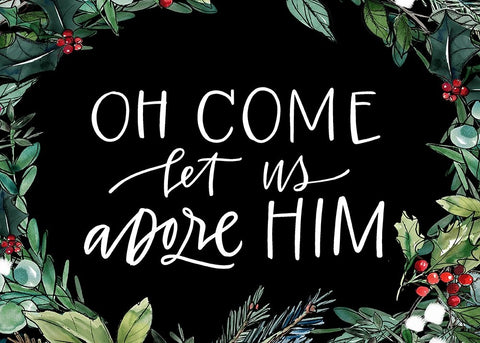 Adore Him White Modern Wood Framed Art Print with Double Matting by Wieners, Valerie