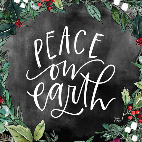 Peace on Earth White Modern Wood Framed Art Print with Double Matting by Wieners, Valerie