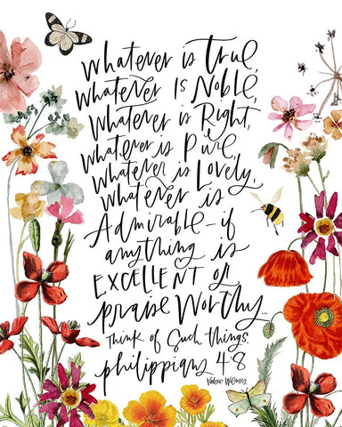 Whatever is True White Modern Wood Framed Art Print with Double Matting by Wieners, Valerie