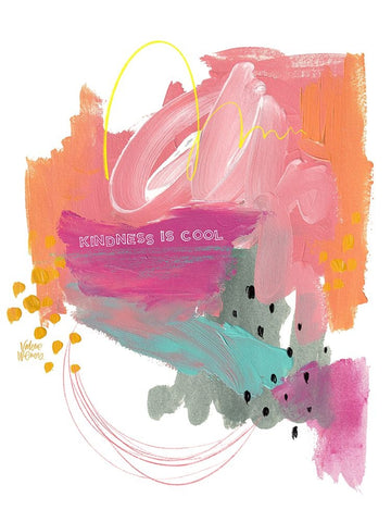 Kindness is Cool Black Ornate Wood Framed Art Print with Double Matting by Wieners, Valerie