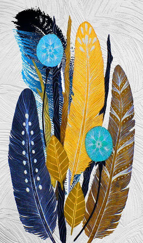 Earth Feathers Black Ornate Wood Framed Art Print with Double Matting by Burney, Yvonne Coleman