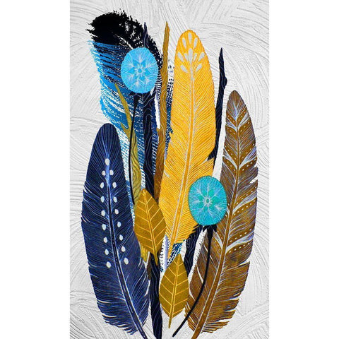 Earth Feathers Black Modern Wood Framed Art Print with Double Matting by Burney, Yvonne Coleman