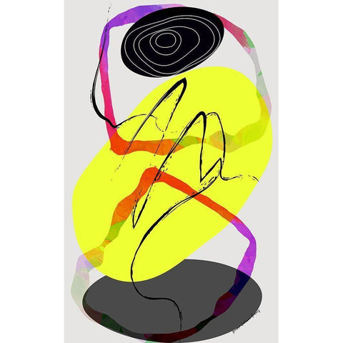 Banana Swirl Black Modern Wood Framed Art Print with Double Matting by Burney, Yvonne Coleman