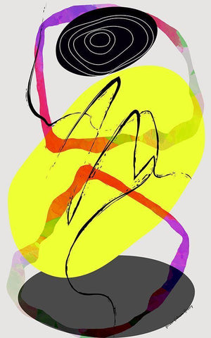 Banana Swirl White Modern Wood Framed Art Print with Double Matting by Burney, Yvonne Coleman