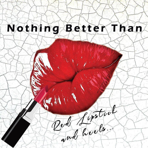 Red Lips White Modern Wood Framed Art Print with Double Matting by Burney, Yvonne Coleman