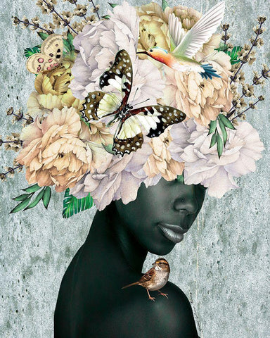 Women in Bloom White Modern Wood Framed Art Print with Double Matting by Burney, Yvonne Coleman