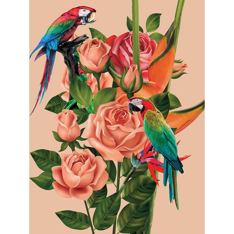 Bird of Paradise Gold Ornate Wood Framed Art Print with Double Matting by Burney, Yvonne Coleman