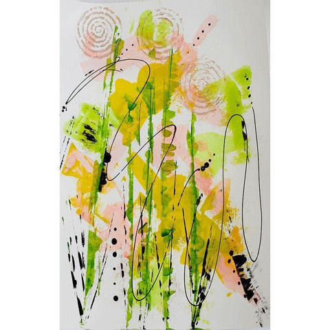 Spring Blush Black Modern Wood Framed Art Print with Double Matting by Burney, Yvonne Coleman