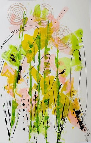 Spring Blush White Modern Wood Framed Art Print with Double Matting by Burney, Yvonne Coleman