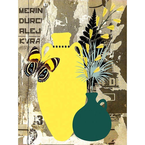 Garden Pots II White Modern Wood Framed Art Print by Burney, Yvonne Coleman