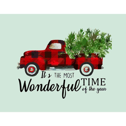 Plaid Truck Black Modern Wood Framed Art Print with Double Matting by Burney, Yvonne Coleman