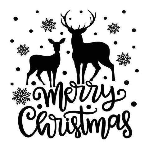 Deer Christmas White Modern Wood Framed Art Print by Burney, Yvonne Coleman