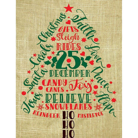 Ho Ho Christmas Tree White Modern Wood Framed Art Print by Burney, Yvonne Coleman