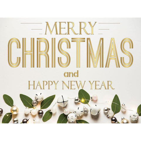 Merry Christmas Gold Ornate Wood Framed Art Print with Double Matting by Burney, Yvonne Coleman