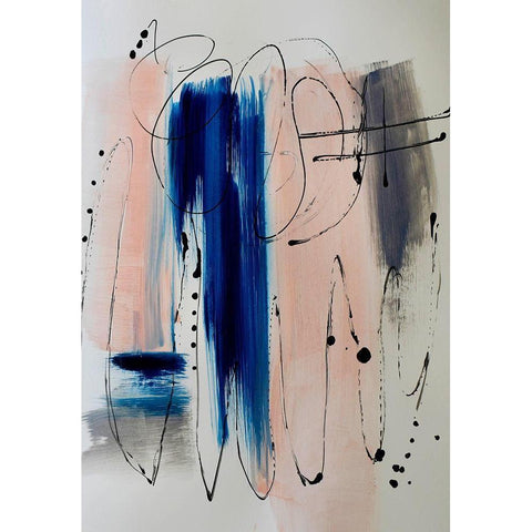 Indigo Blush Black Modern Wood Framed Art Print by Burney, Yvonne Coleman