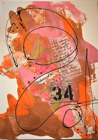 34 Voices Black Ornate Wood Framed Art Print with Double Matting by Burney, Yvonne Coleman