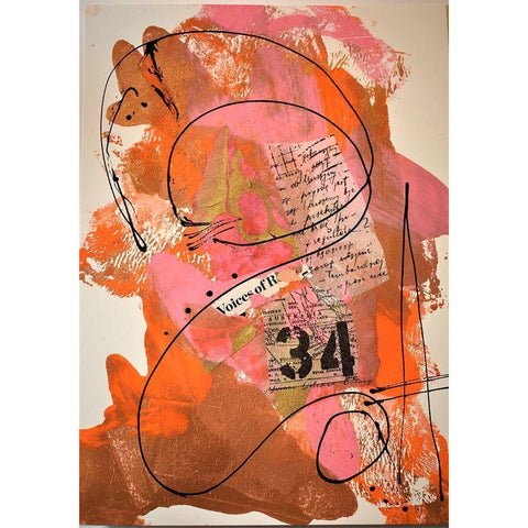 34 Voices Black Modern Wood Framed Art Print by Burney, Yvonne Coleman