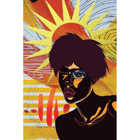 Queen of the Sun Black Modern Wood Framed Art Print with Double Matting by Burney, Yvonne Coleman