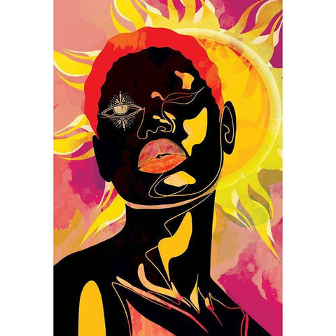 Ruled by the Sun Black Modern Wood Framed Art Print with Double Matting by Burney, Yvonne Coleman