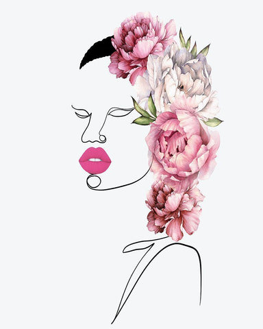 Line Art White Modern Wood Framed Art Print with Double Matting by Burney, Yvonne Coleman