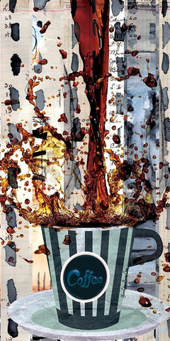 Cup of Coffee Black Ornate Wood Framed Art Print with Double Matting by Burney, Yvonne Coleman