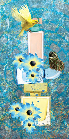 Splash I White Modern Wood Framed Art Print with Double Matting by Burney, Yvonne Coleman