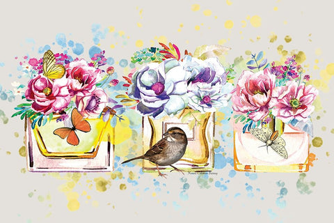 Perfume and Flowers Black Modern Wood Framed Art Print by Burney, Yvonne Coleman