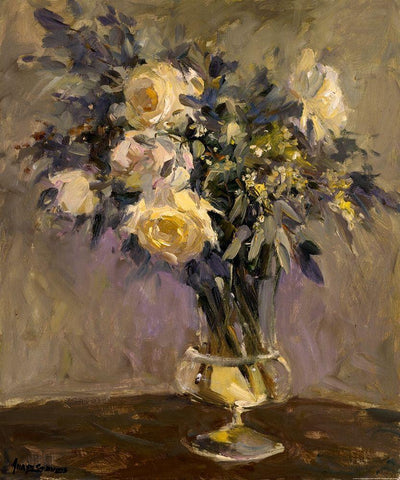 Evening Vase Black Ornate Wood Framed Art Print with Double Matting by Yellow Cafe