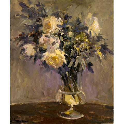 Evening Vase Gold Ornate Wood Framed Art Print with Double Matting by Yellow Cafe