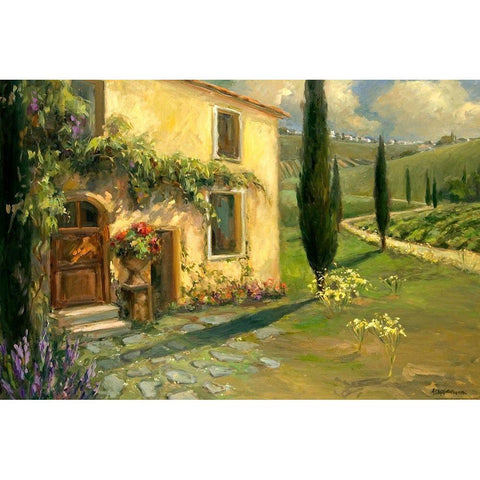 Tuscan Spring Black Modern Wood Framed Art Print with Double Matting by Yellow Cafe