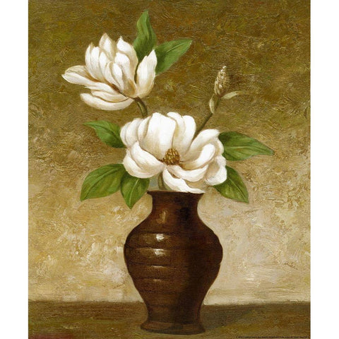 Flowering Magnolia White Modern Wood Framed Art Print by Yellow Cafe