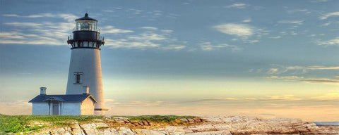 Lighthouse II White Modern Wood Framed Art Print with Double Matting by Yellow Cafe