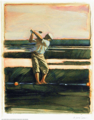 Golfer Black Ornate Wood Framed Art Print with Double Matting by Yellow Cafe