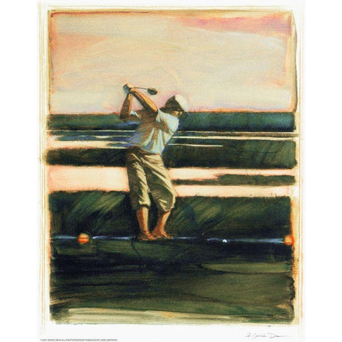 Golfer Black Modern Wood Framed Art Print with Double Matting by Yellow Cafe