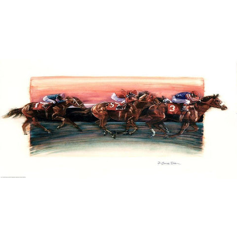 Horse Race Gold Ornate Wood Framed Art Print with Double Matting by Yellow Cafe