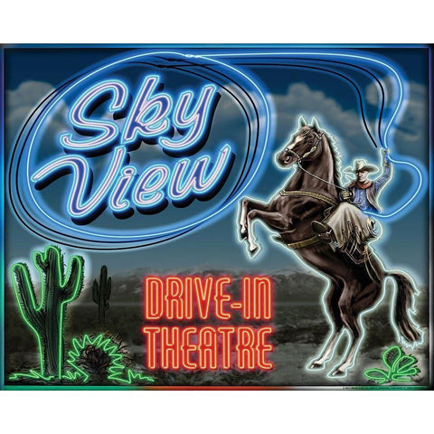 Skyview Drive In II White Modern Wood Framed Art Print by Yellow Cafe