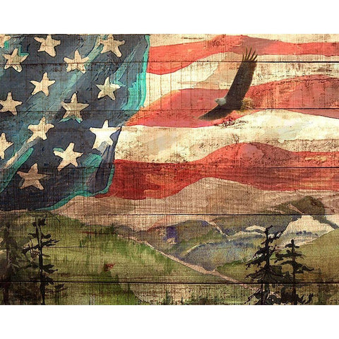 Flag Black Modern Wood Framed Art Print with Double Matting by Yellow Cafe