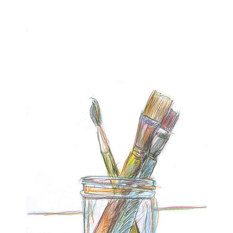 Paintbrushes Black Modern Wood Framed Art Print by Yellow Cafe