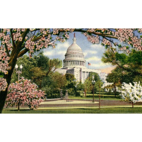 US Capitol Gold Ornate Wood Framed Art Print with Double Matting by Yellow Cafe