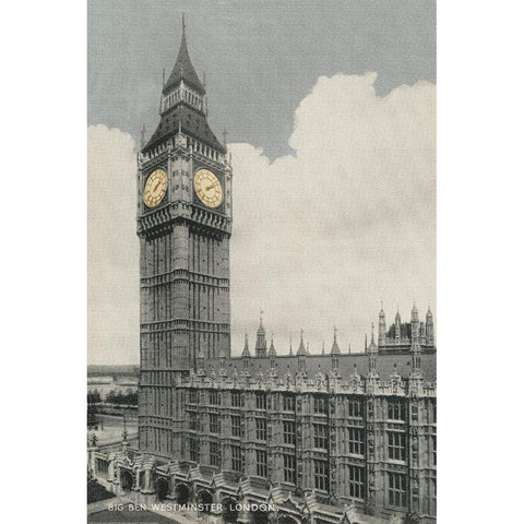 Big Ben Black Modern Wood Framed Art Print with Double Matting by Yellow Cafe