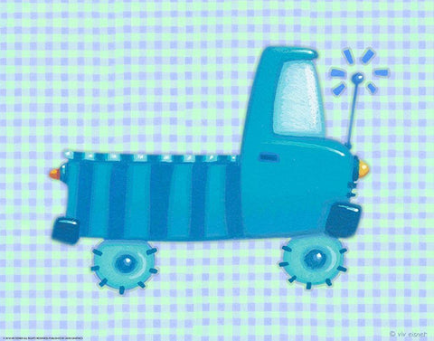 Blue Truck White Modern Wood Framed Art Print with Double Matting by Yellow Cafe